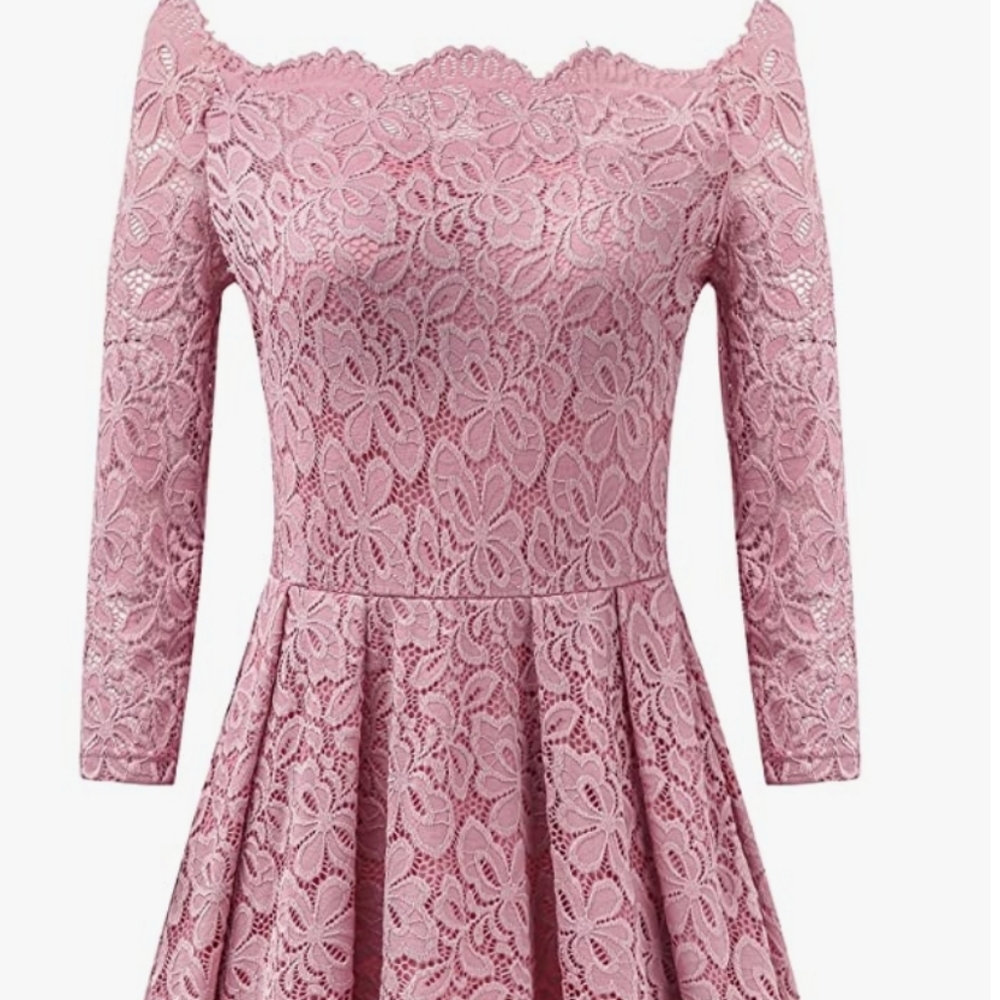 Pink lace quarter sleeve medium dress from Amazon
